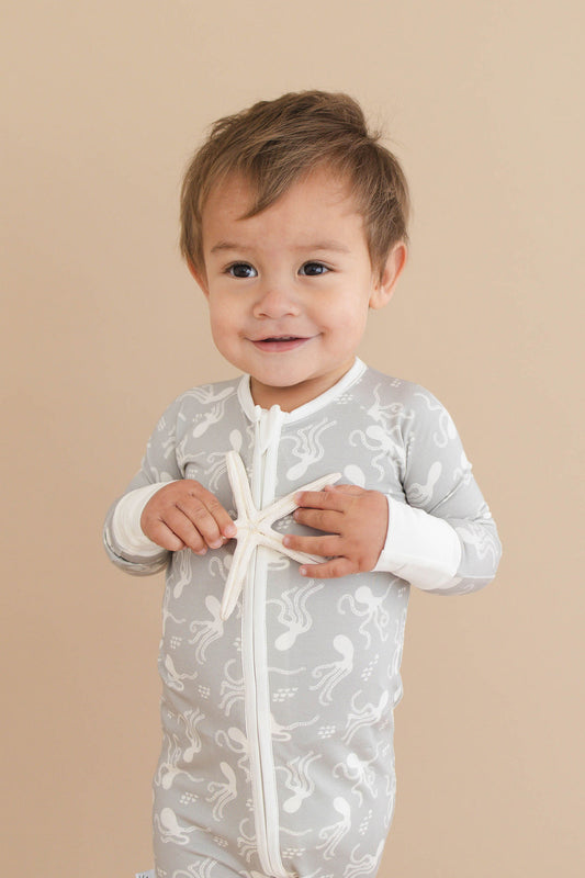 Bamboo Zip Romper - Octopus