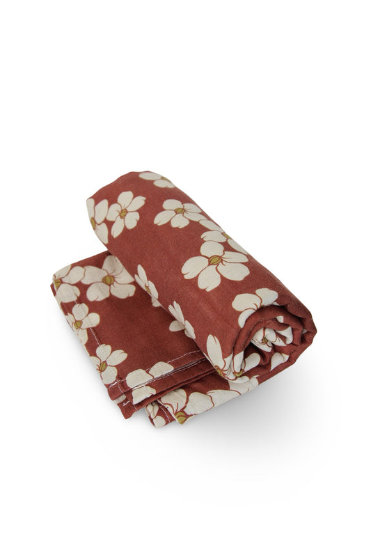 Muslin Swaddle Blanket - Rust Puakeni