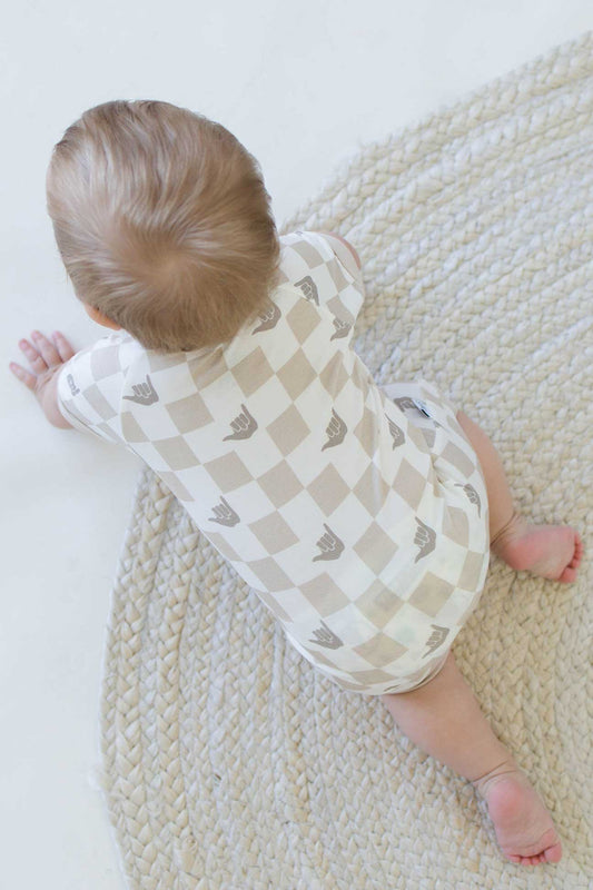Shorty Zip Romper - Shaka Check