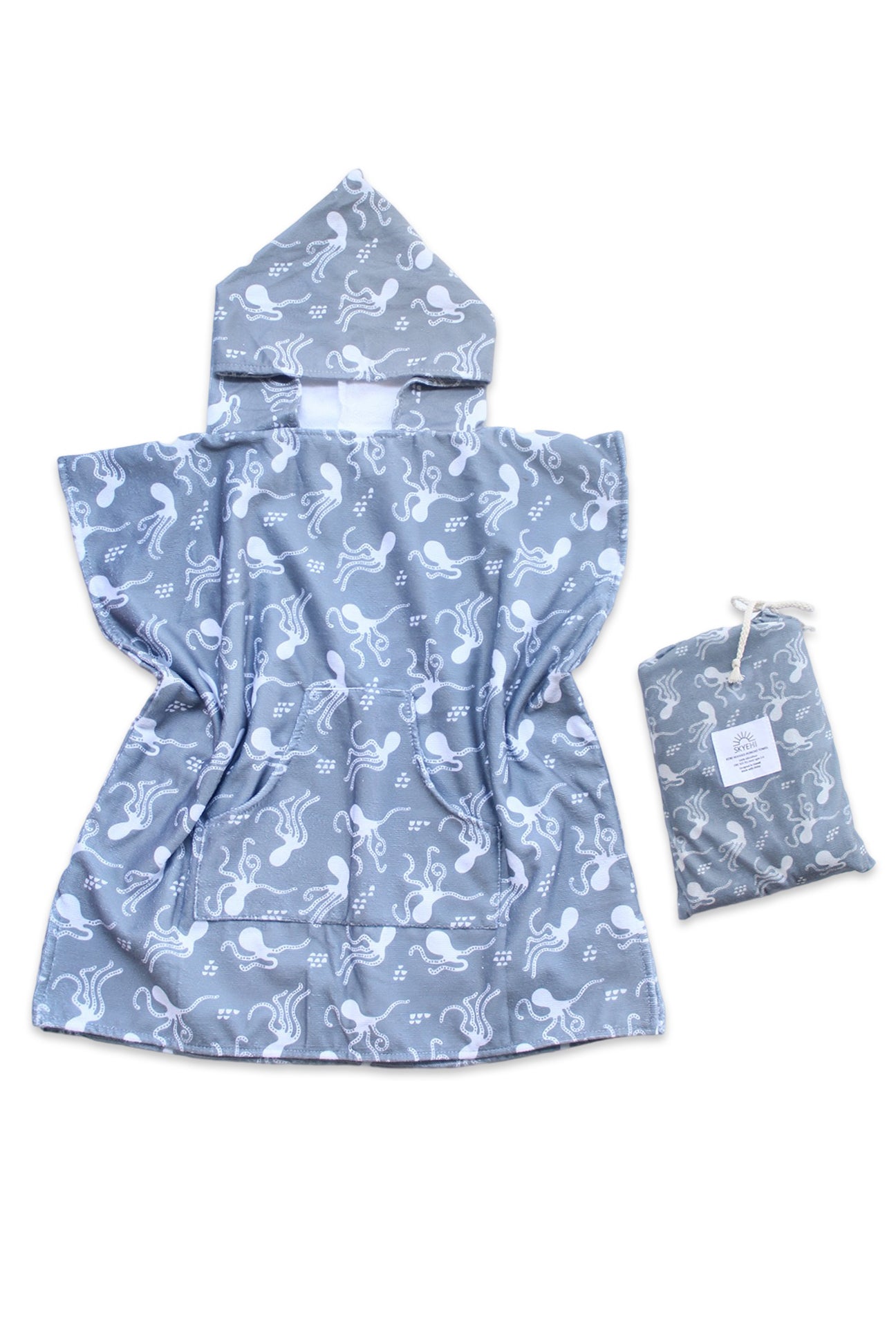 Hooded Poncho Towel-Octopus Ink