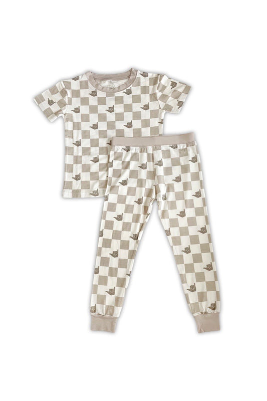 Two Piece Bamboo Lounge Set - Shaka Check