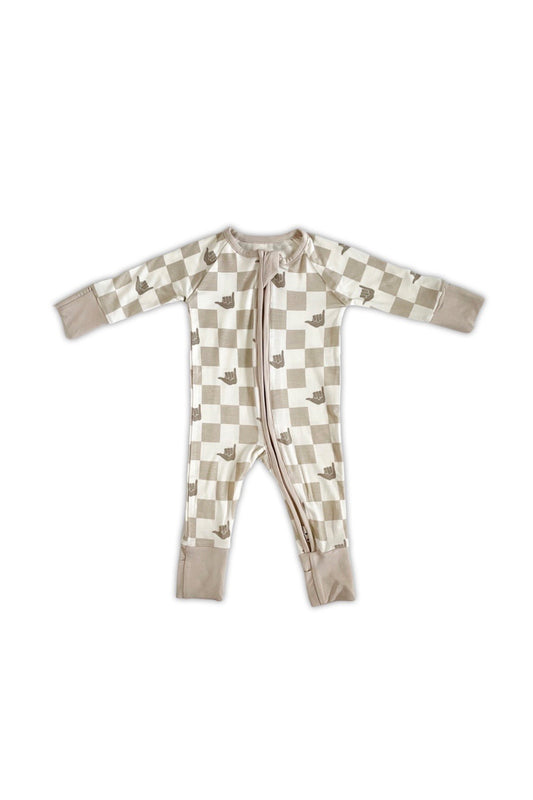 Bamboo Zip Romper - Shaka Check