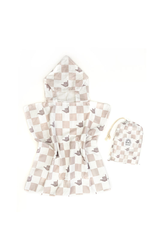 Hooded Poncho Towel-Shaka Check