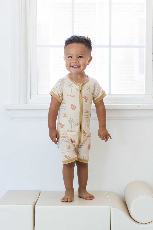 Shorty Zip Romper - Coast
