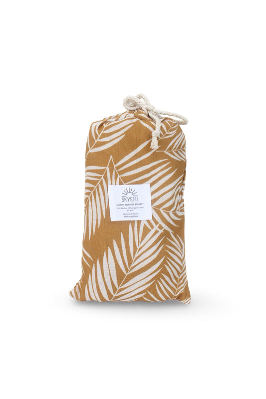 Muslin Swaddle Blanket - Golden Fronds