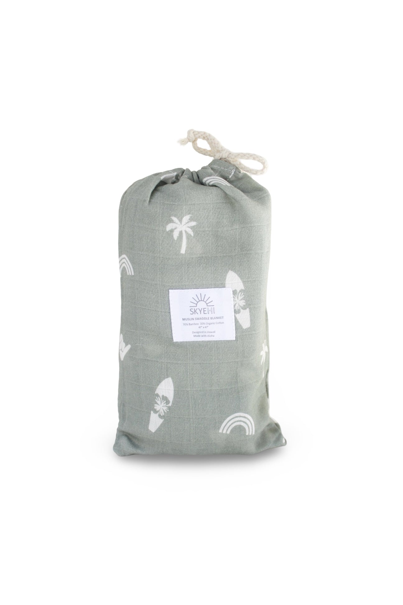 Muslin Swaddle Blanket - Island Vibes Sage