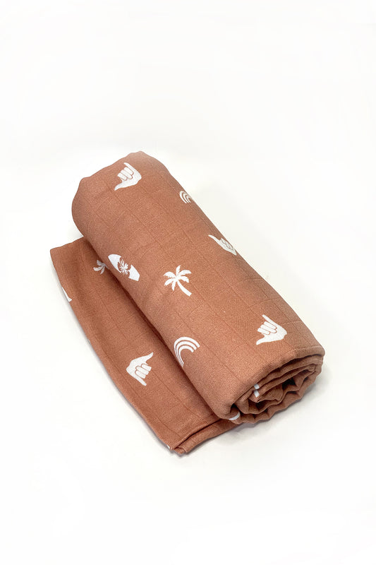 Muslin Swaddle Blanket - Terracotta Island Vibes