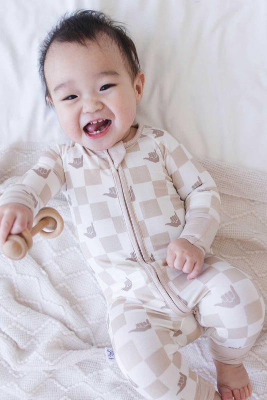 Bamboo Zip Romper - Shaka Check
