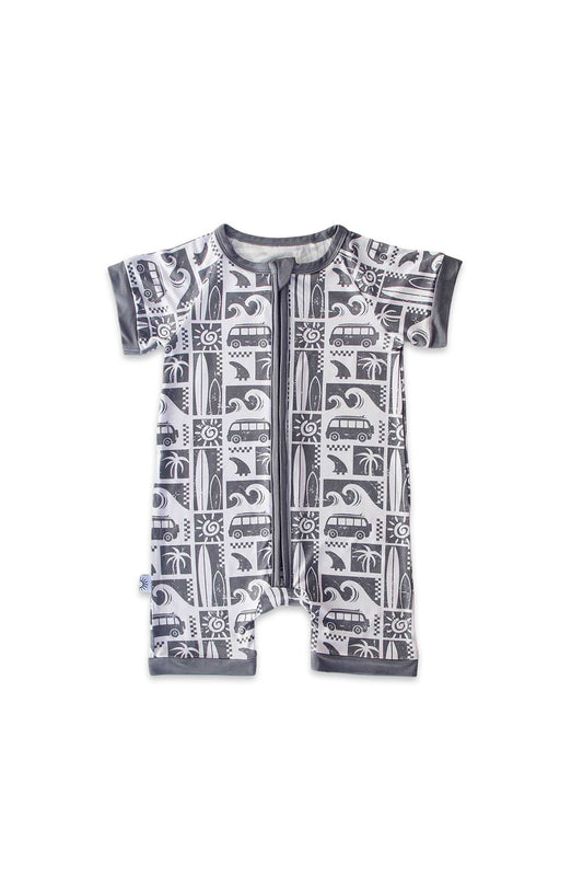 Shorty Zip Romper - Surf's Up